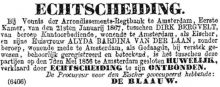 1867 Echtscheiding Dirk Bergvelt en Alijda Bardina van der Laan  